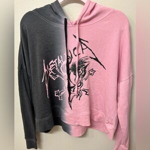Metallica Jagged Skull Split-Dye Crop Girls Hoodie Size L Large Hot Topic